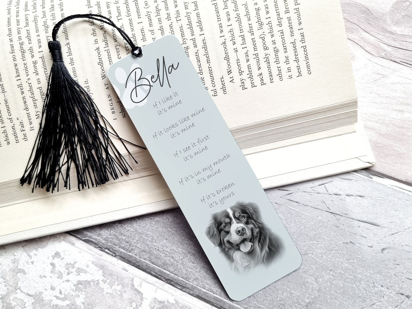 Personalised Bernese Mountain Dog Bookmark