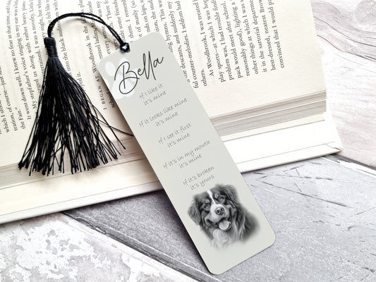 Personalised Bernese Mountain Dog Bookmark