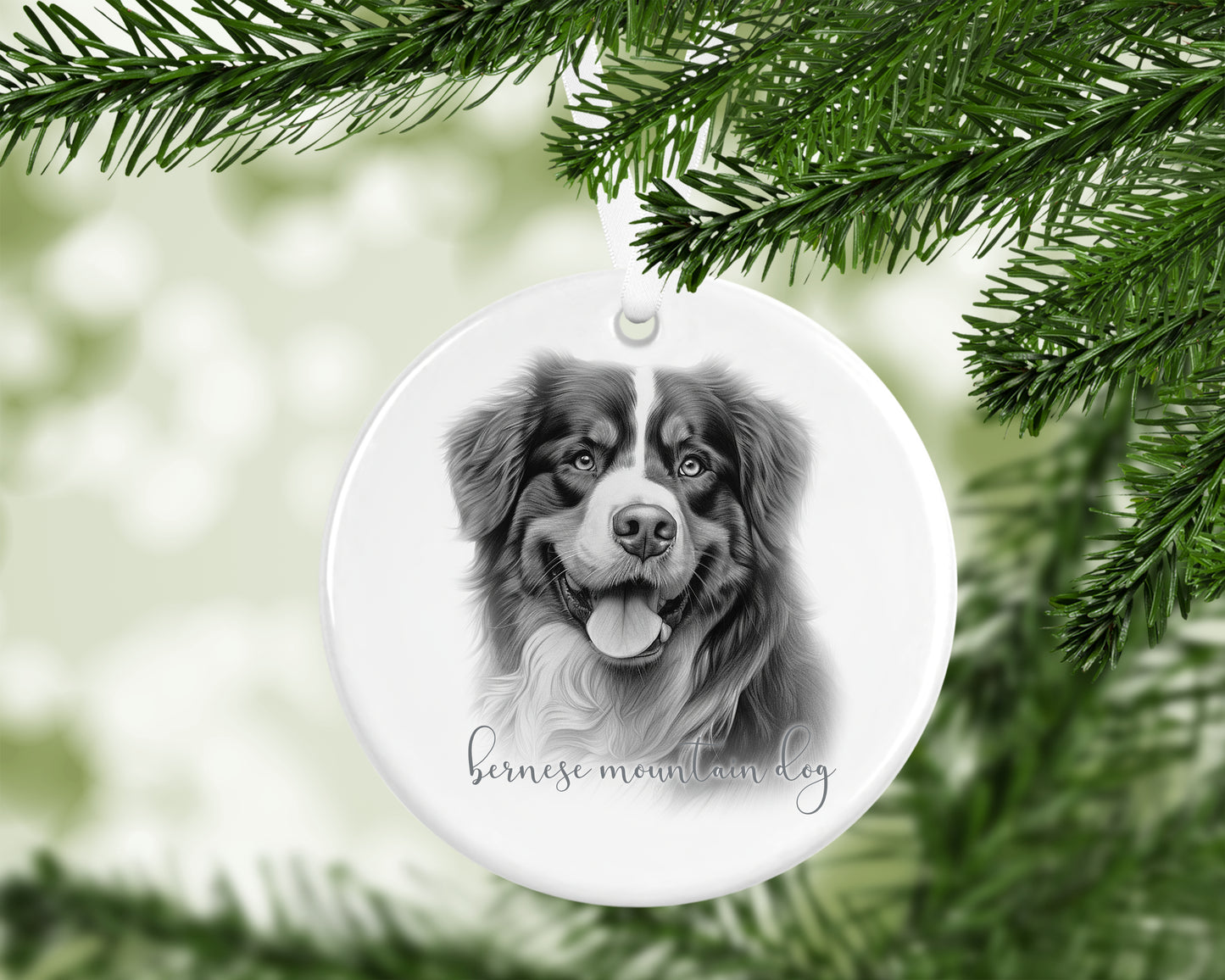 Personalised Bernese Mountain Dog Christmas bauble