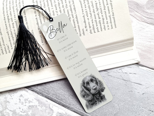 Personalised Black Cocker Spaniel Bookmark