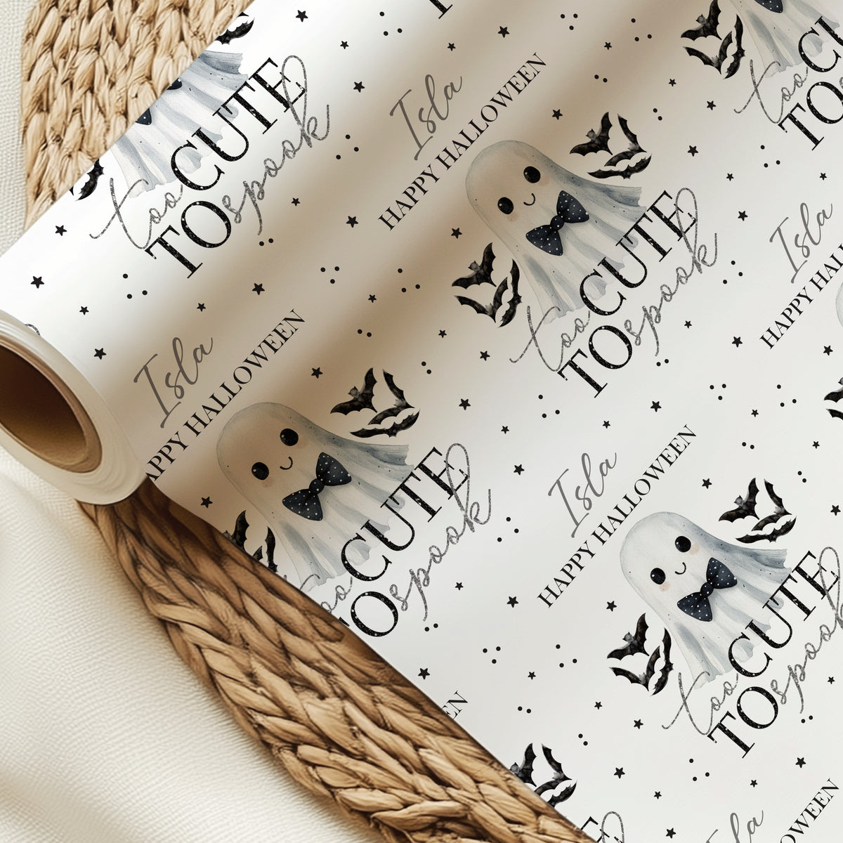 Personalised Halloween Wrapping Paper – Cute Ghost Gift Wrap