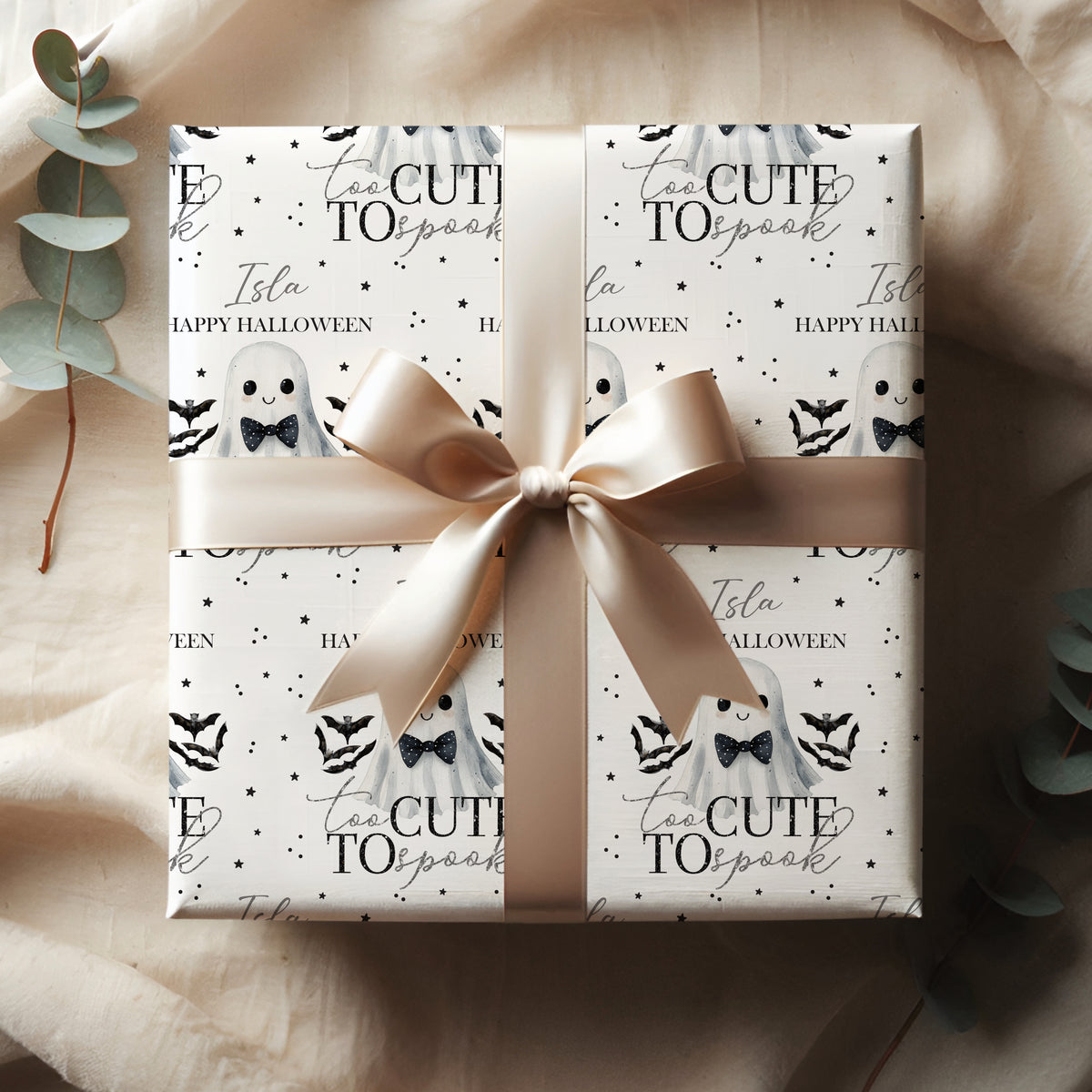 Personalised Halloween Wrapping Paper – Cute Ghost Gift Wrap