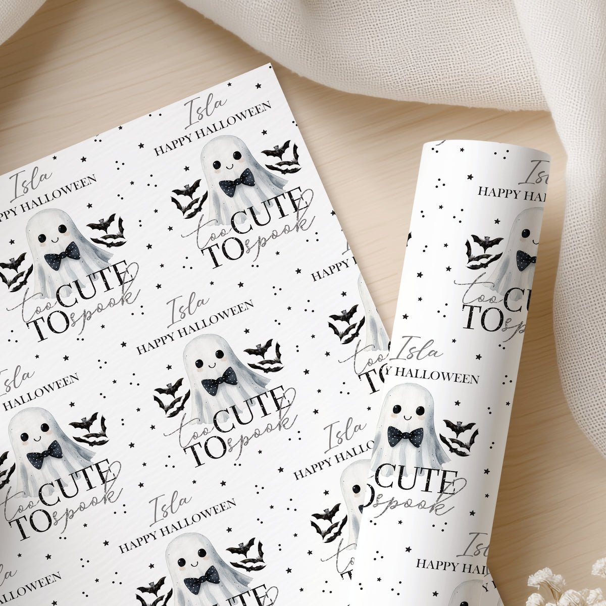 Personalised Halloween Wrapping Paper – Cute Ghost Gift Wrap