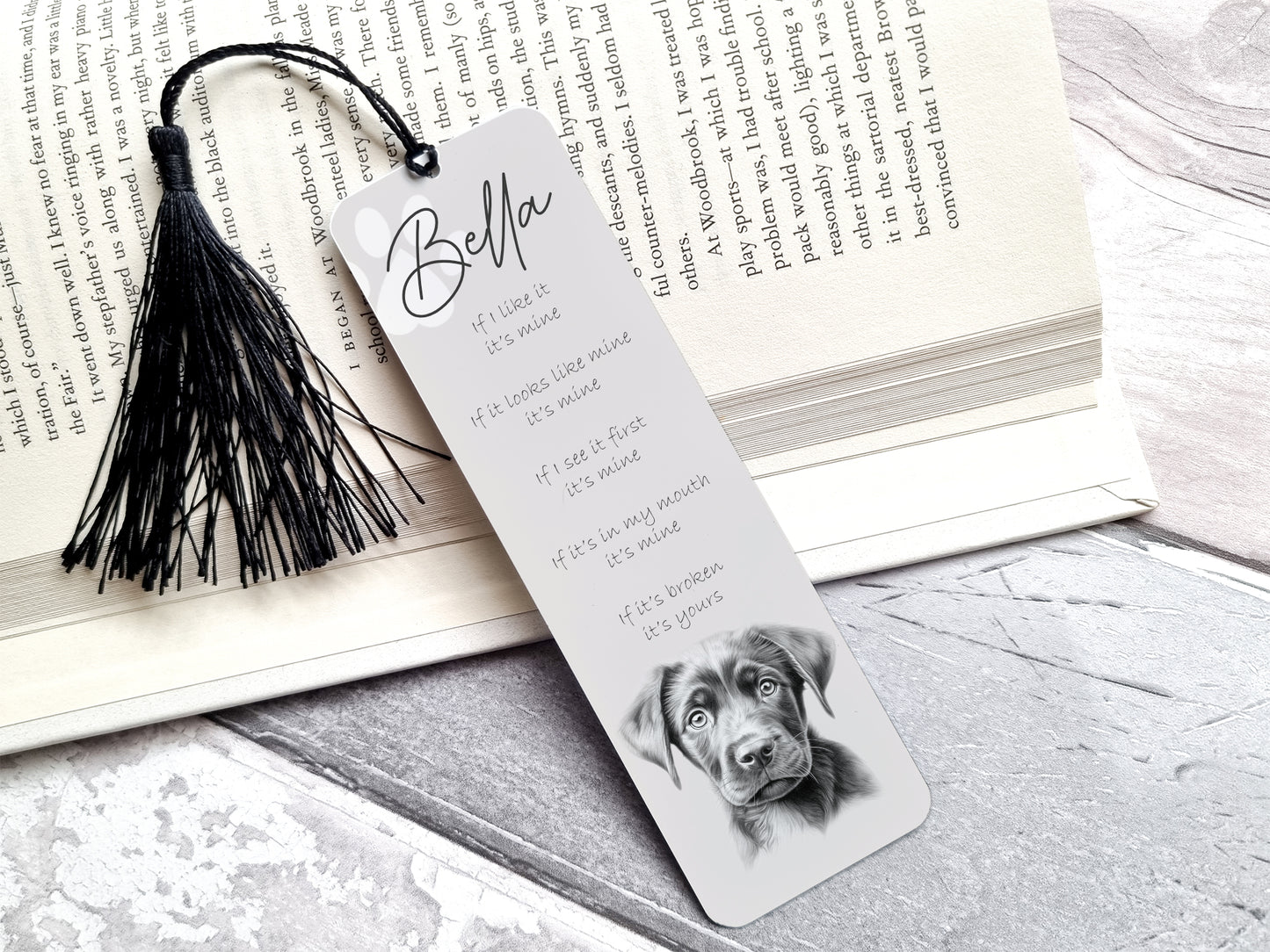 Personalised Black labrador puppy Bookmark