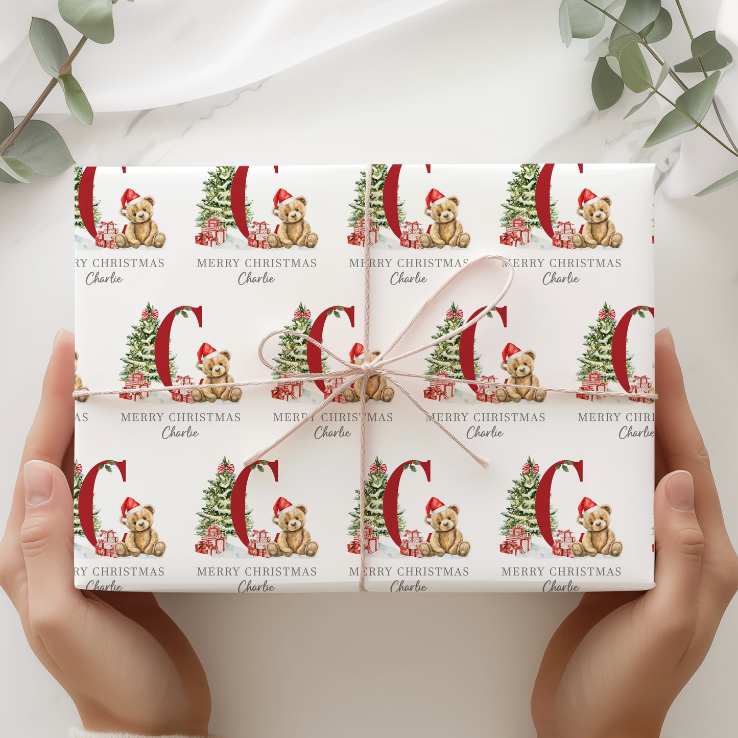 Christmas Teddy Bear Wrapping Paper, Personalised Christmas Teddy Bear Gift Wrap