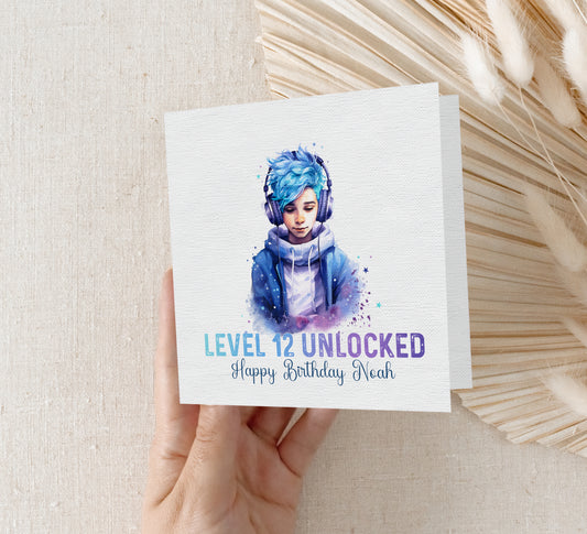 Personalised gamer boy birthday card