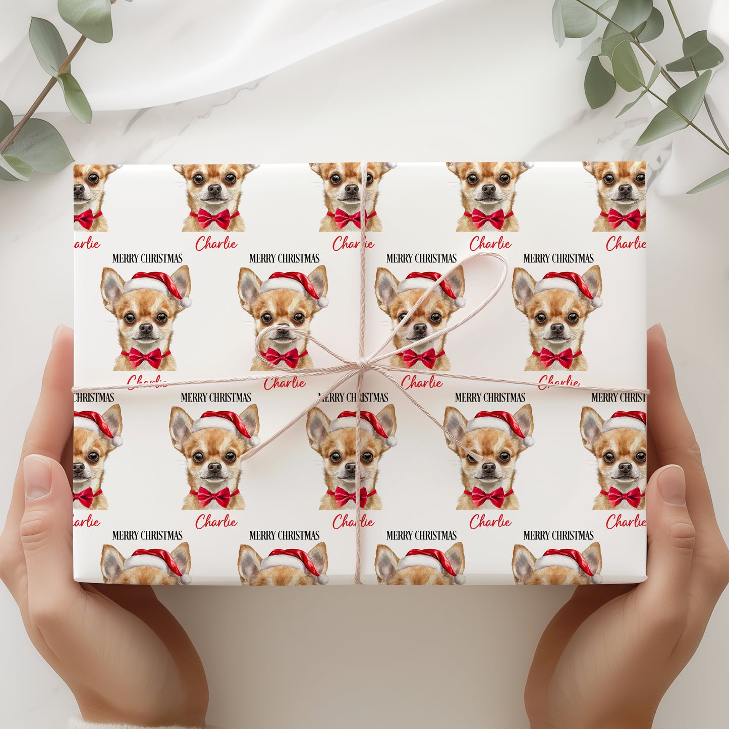 Chihuahua Christmas Wrapping Paper, Personalised Chihuahua Gift Wrap
