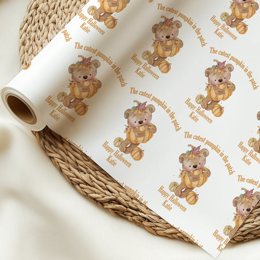 Cute Halloween Personalised Pumpkin Wrapping Paper