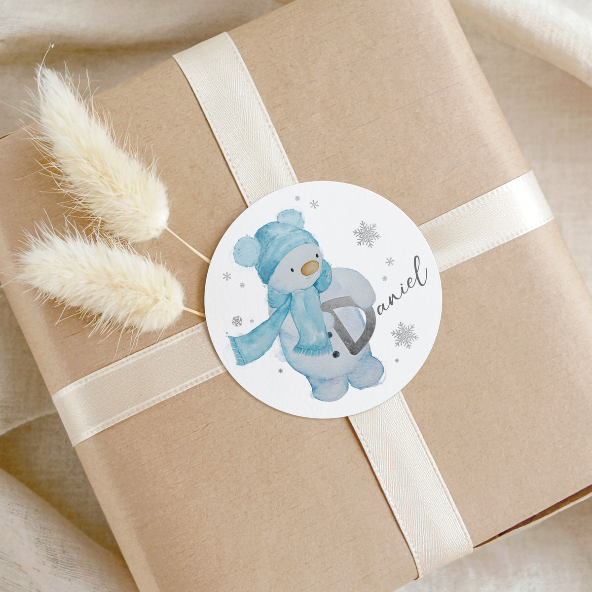 Personalised Snowman Christmas Stickers – Initial Name Gift Stickers