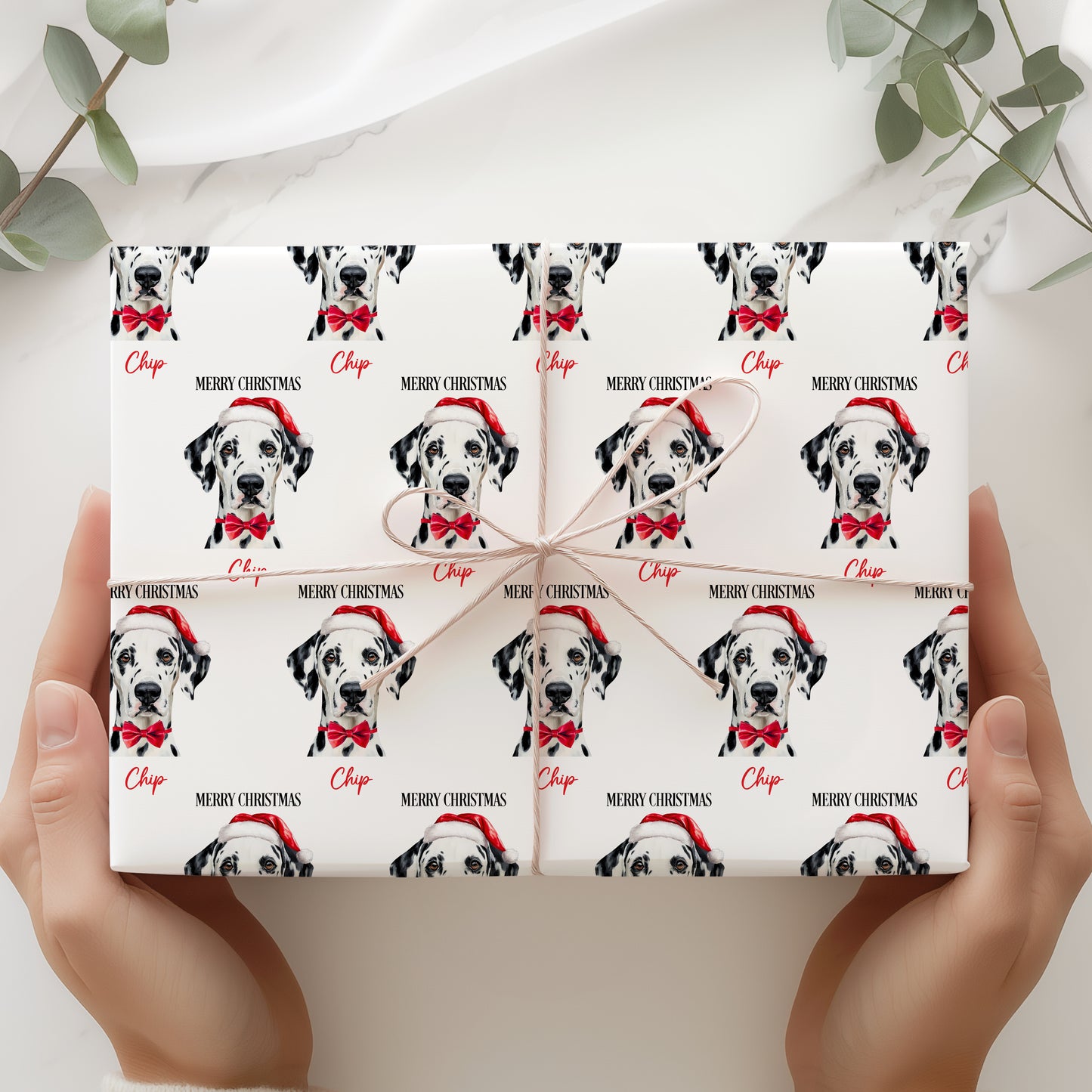 Dalmatian Christmas Wrapping Paper, Personalised Dalmatian Gift Wrap