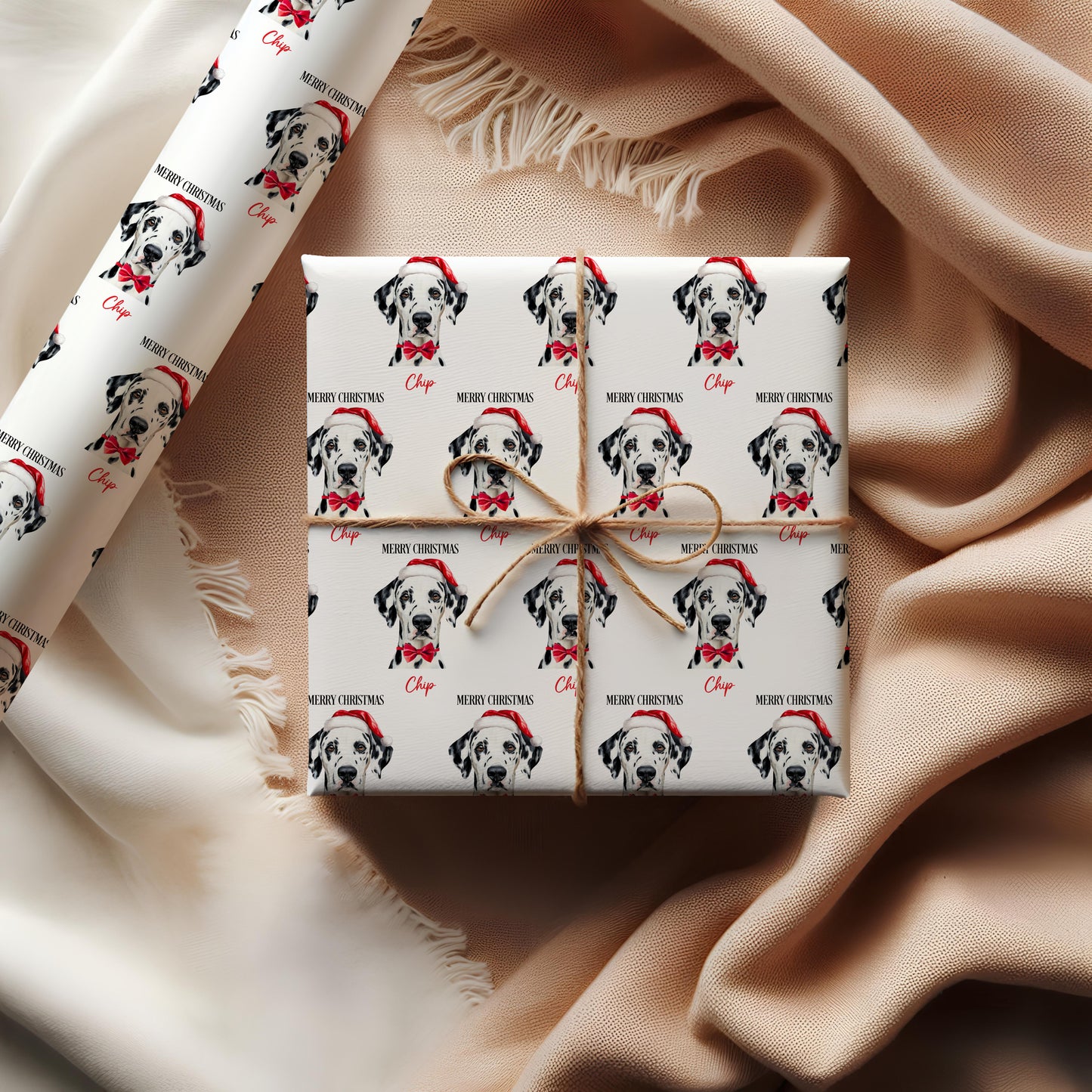 Dalmatian Christmas Wrapping Paper, Personalised Dalmatian Gift Wrap