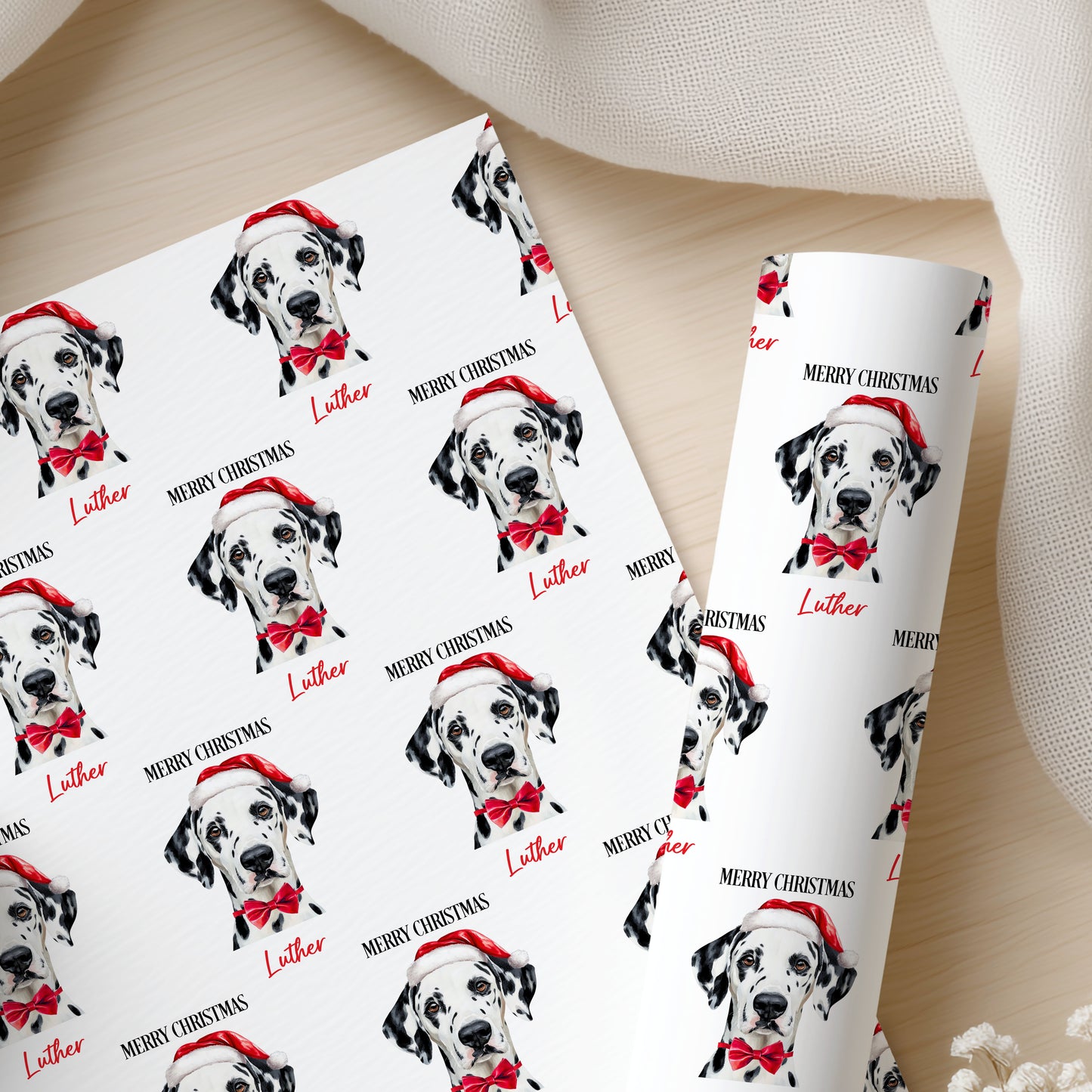 Personalised Dalmatian Christmas Wrapping Paper – Dog Gift Wrap