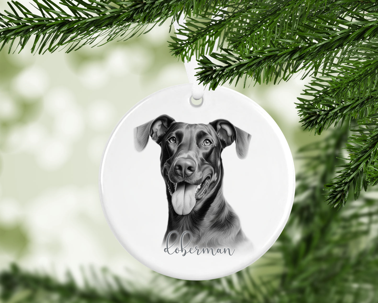 Personalised Doberman Christmas bauble