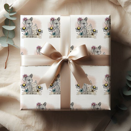 Personalised Dog and Cat Birthday Wrapping Paper