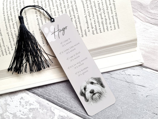 Personalised Old English Sheepdog Bookmark