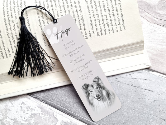 Personalised Rough Collie Bookmark