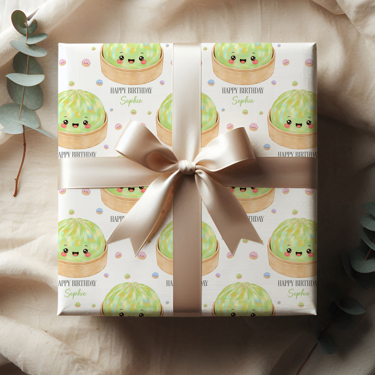 Personalised Dumpling Birthday Wrapping Paper – Cute Gift Wrap