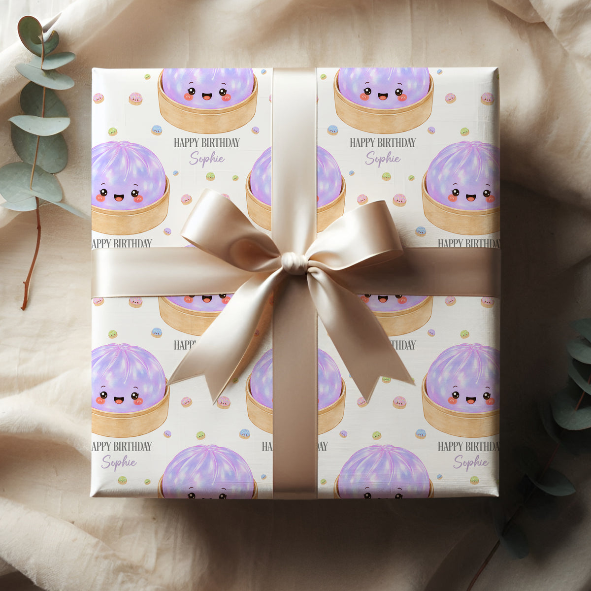 Personalised Dumpling Birthday Wrapping Paper – Cute Gift Wrap
