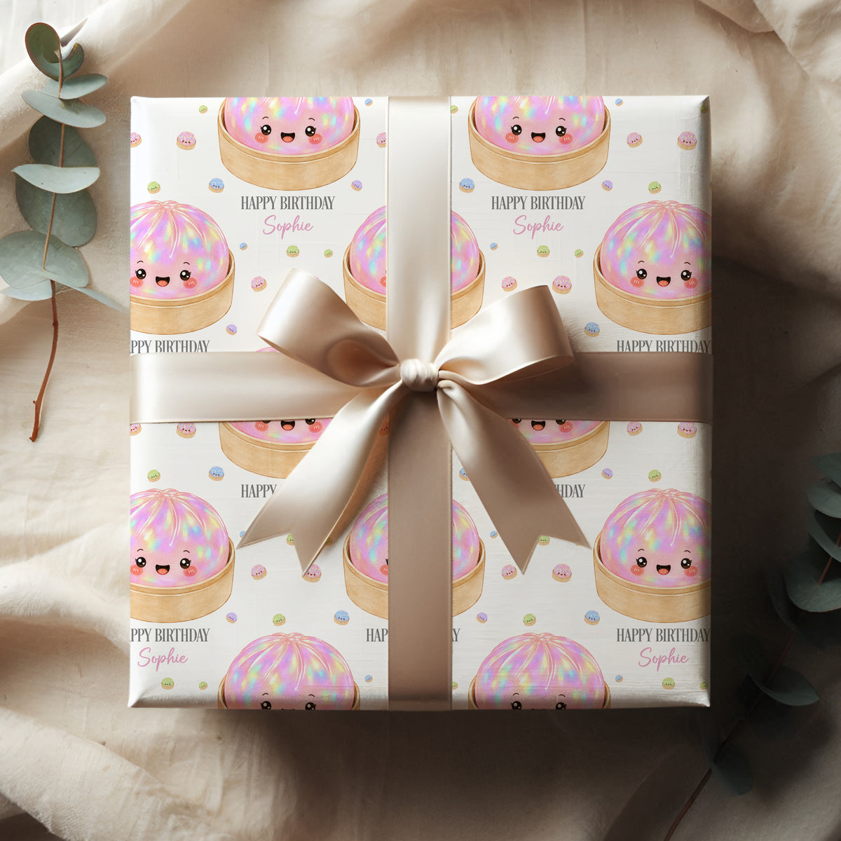 Personalised Dumpling Birthday Wrapping Paper – Cute Gift Wrap