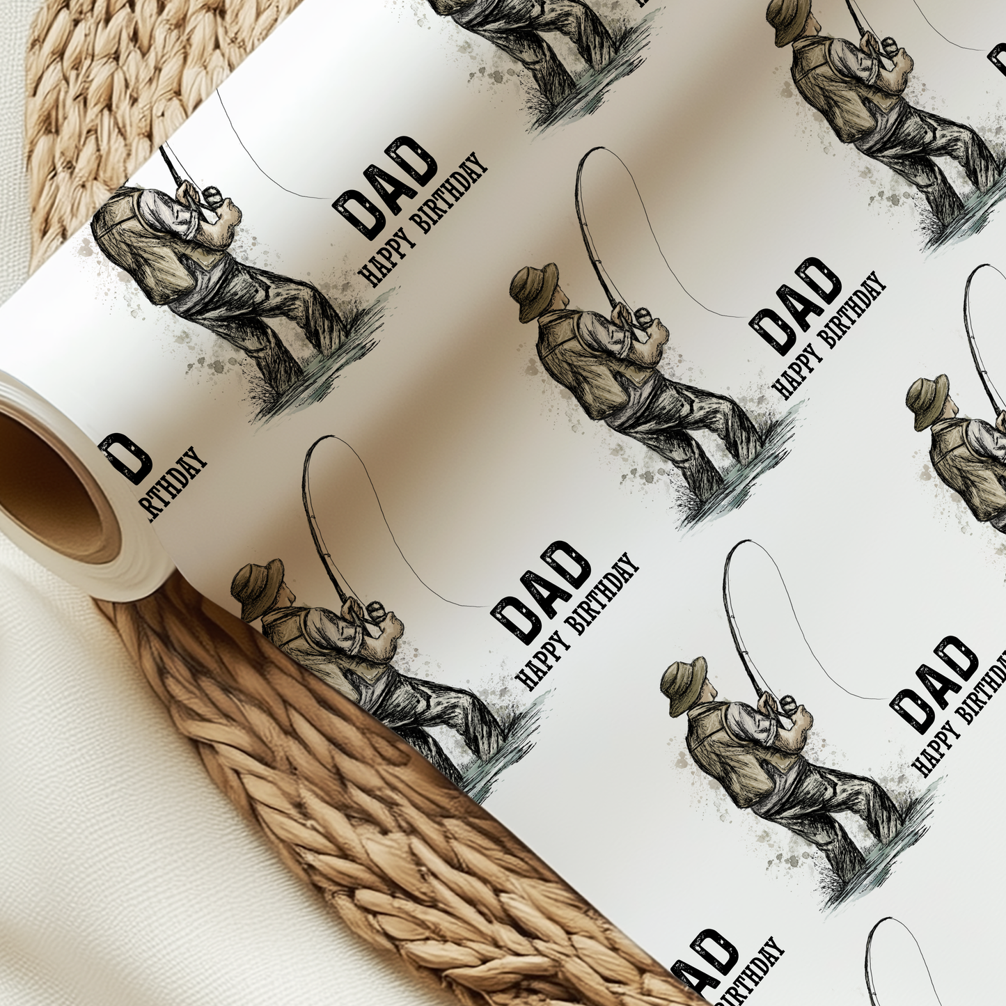 Personalised Fishing Themed Birthday Wrapping Paper