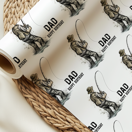 Personalised Fishing Themed Birthday Wrapping Paper