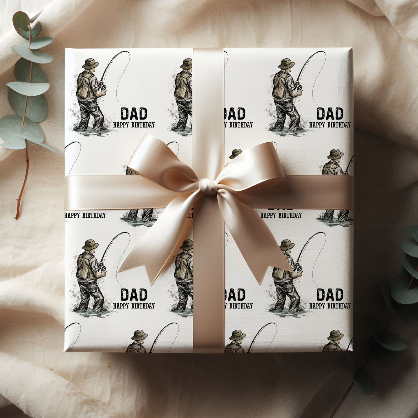 Personalised Fishing Themed Birthday Wrapping Paper