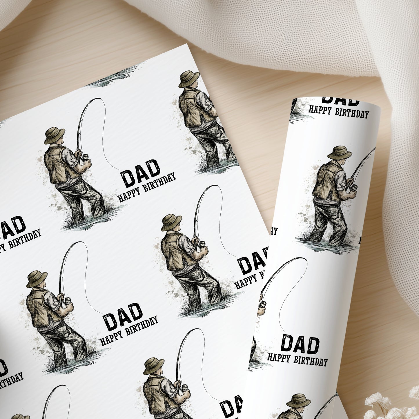 Personalised Fishing Birthday Wrapping Paper – Fishing Gift Wrap for Him
