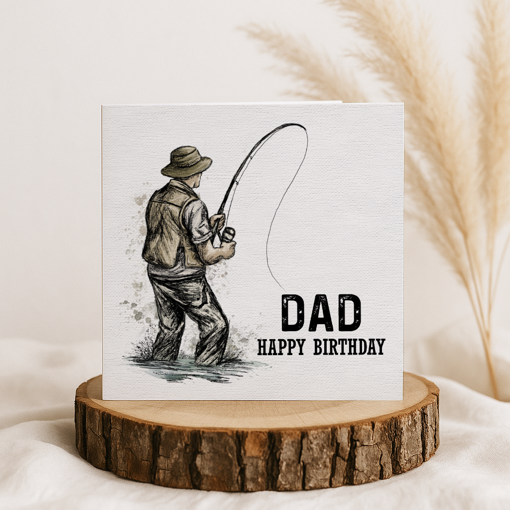 Personalised Fishing Themed Birthday Card