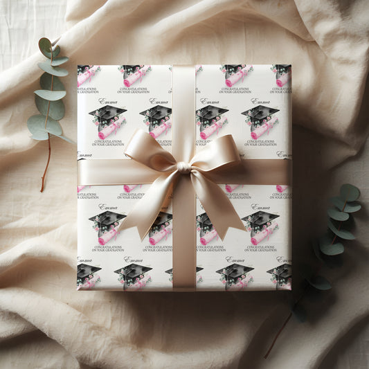 Personalised Pink Graduation Wrapping Paper