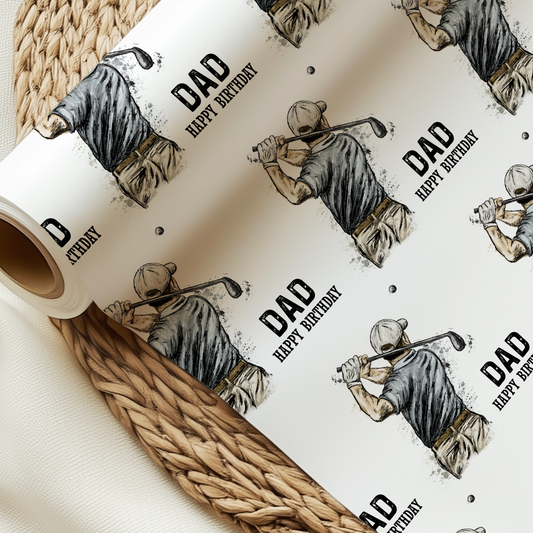 Personalised Golf Themed Birthday Wrapping Paper