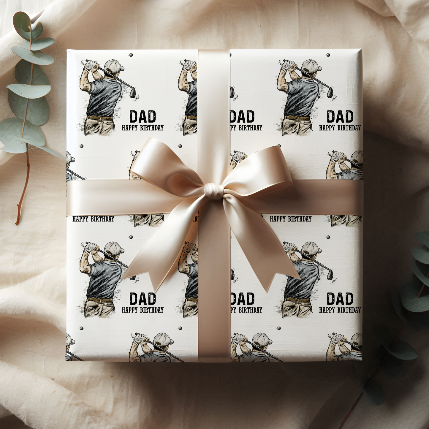 Personalised Golf Themed Birthday Wrapping Paper