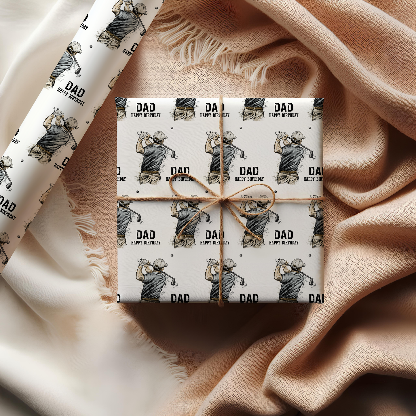 Personalised Golf Themed Birthday Wrapping Paper