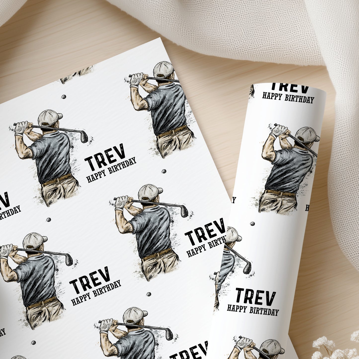 Personalised Golf Birthday Wrapping Paper – Golf Gift Wrap for Him