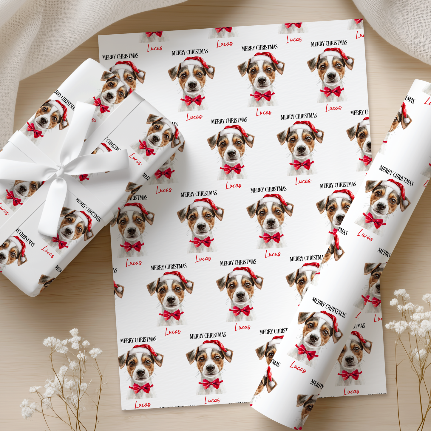 Personalised Jack Russell Christmas Wrapping Paper – Dog Gift Wrap