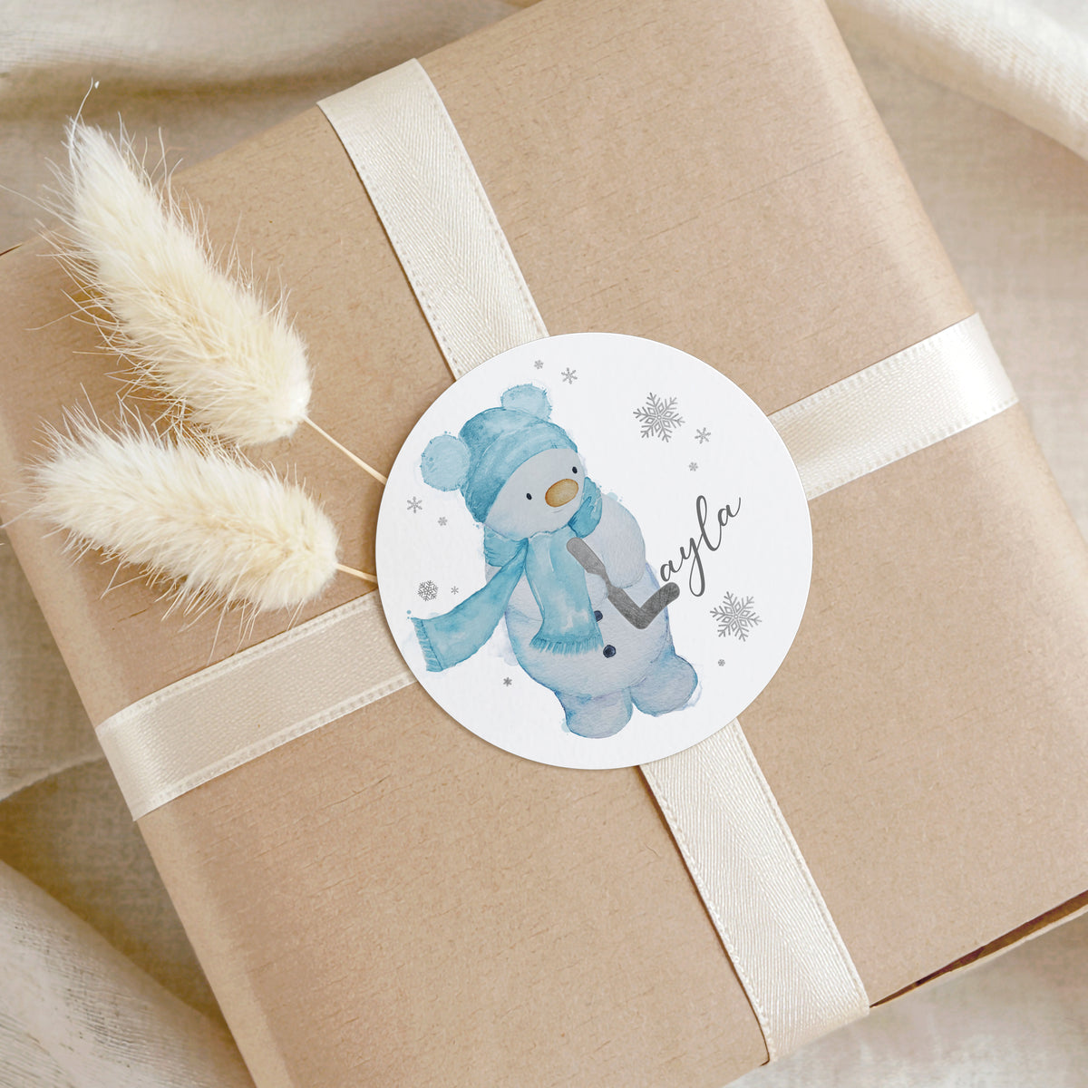 Personalised Snowman Christmas Stickers – Initial Name Gift Stickers