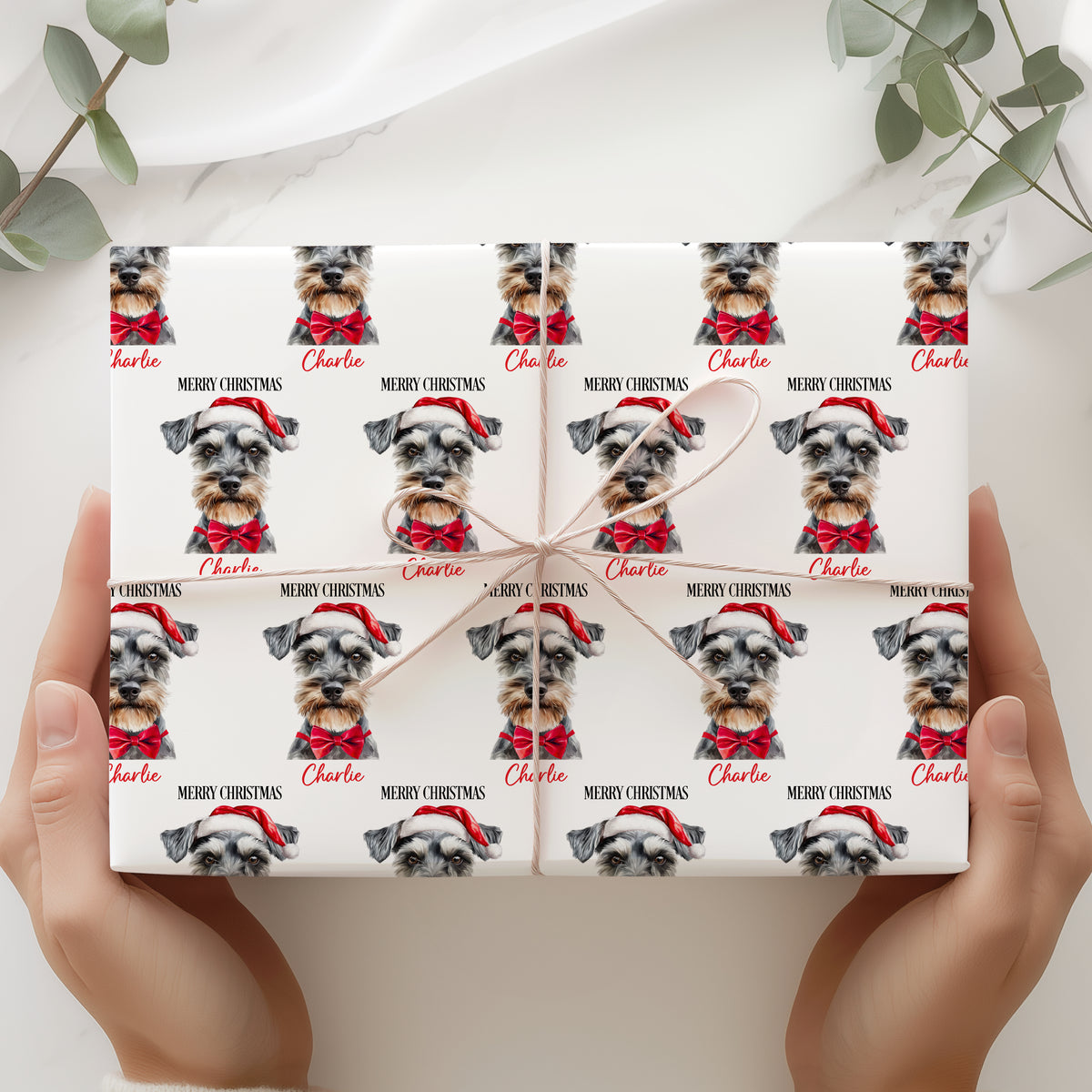 Personalised Miniature Schnauzer Christmas Wrapping Paper – Dog Gift Wrap