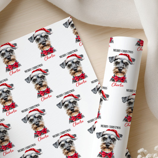 Personalised Miniature Schnauzer Christmas Wrapping Paper – Dog Gift Wrap