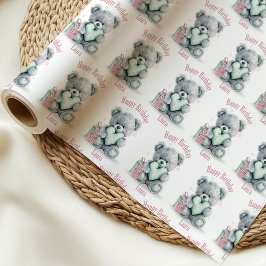 Personalised Girls Tatty Bear Birthday Wrapping Paper