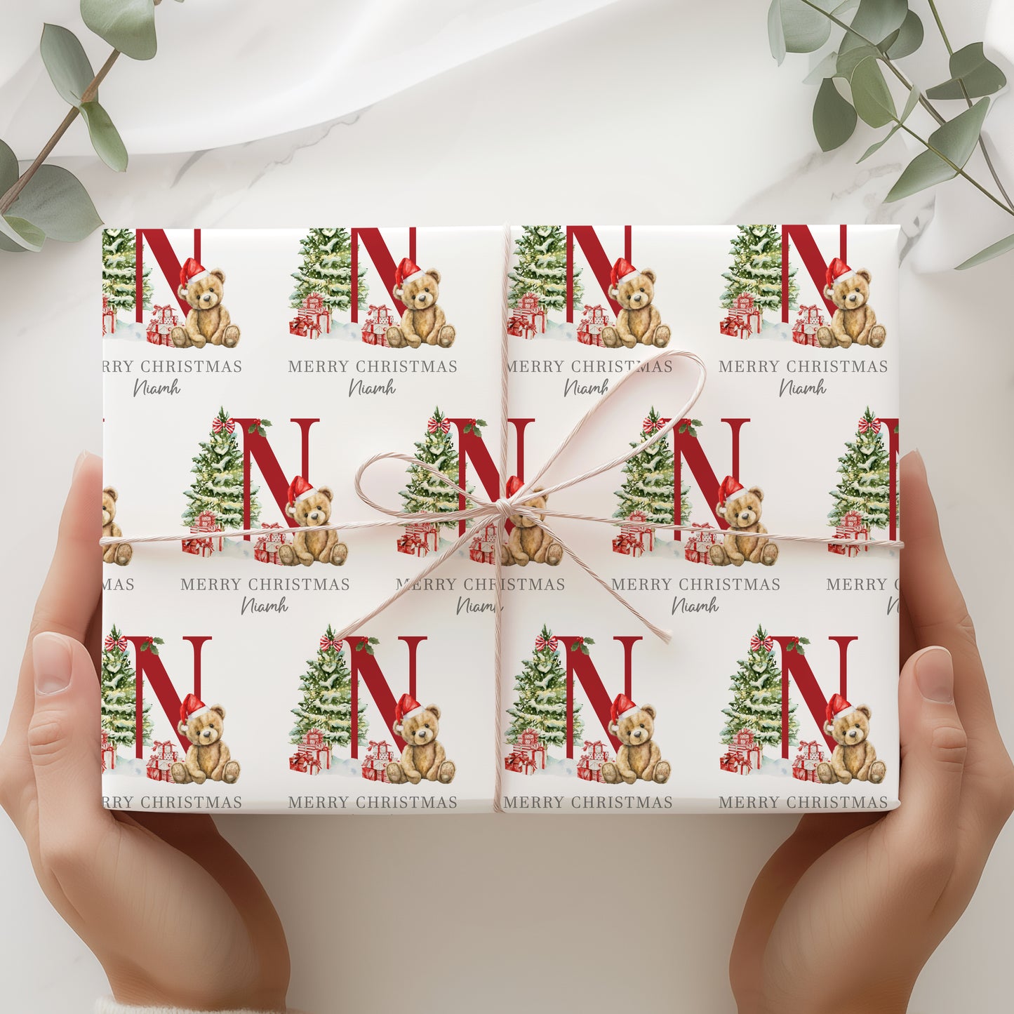Christmas Teddy Bear Wrapping Paper, Personalised Christmas Teddy Bear Gift Wrap