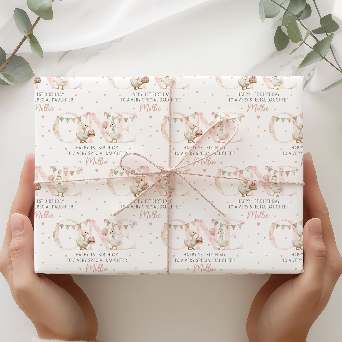Personalised Silly Goose First Birthday Gift Wrapping Paper