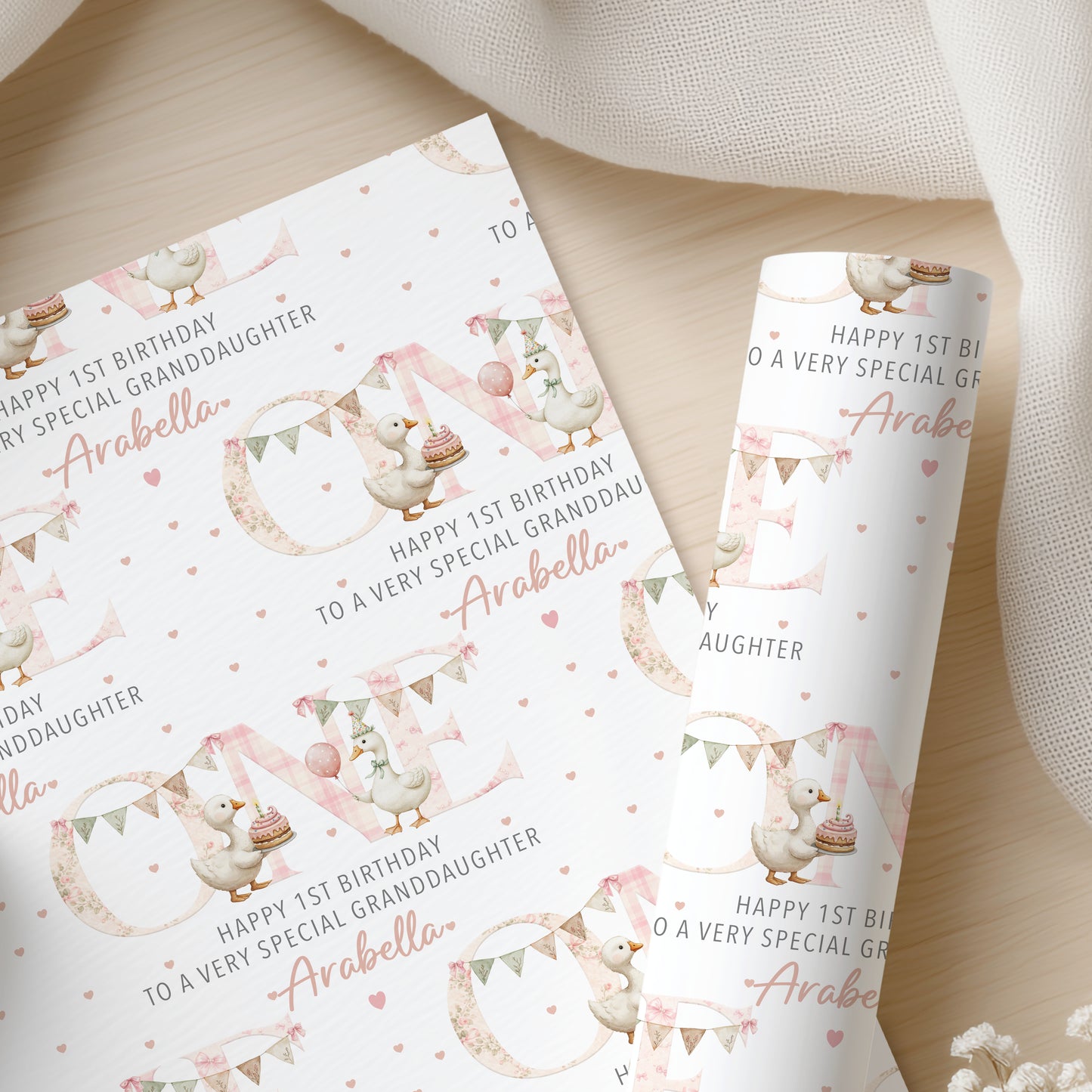 Personalised First Birthday Wrapping Paper – Silly Goose Gift Wrap
