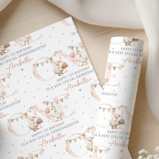 Personalised First Birthday Wrapping Paper – Silly Goose Gift Wrap