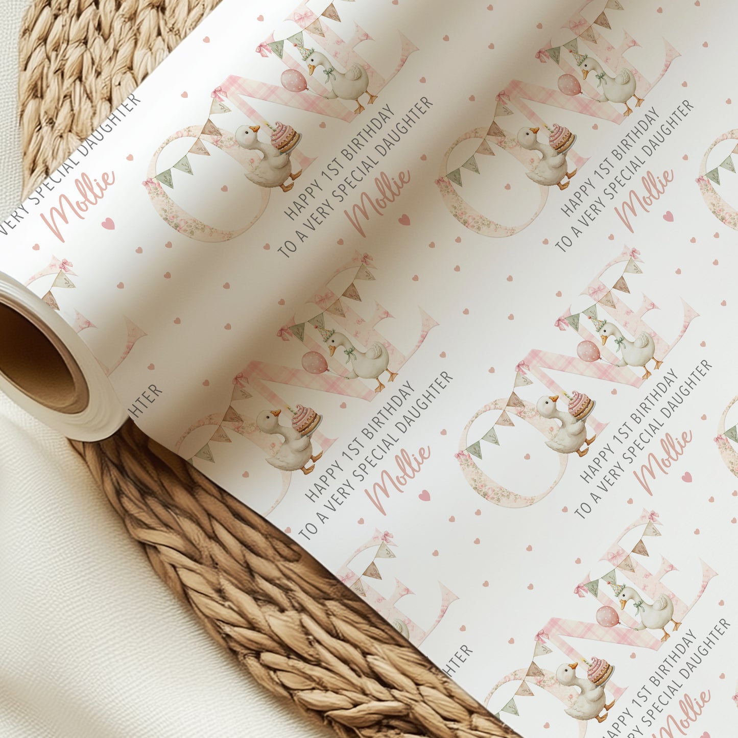 Personalised Silly Goose First Birthday Gift Wrapping Paper