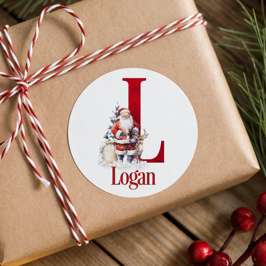 Personalised Christmas Stickers – Santa Initial Name Gift Stickers
