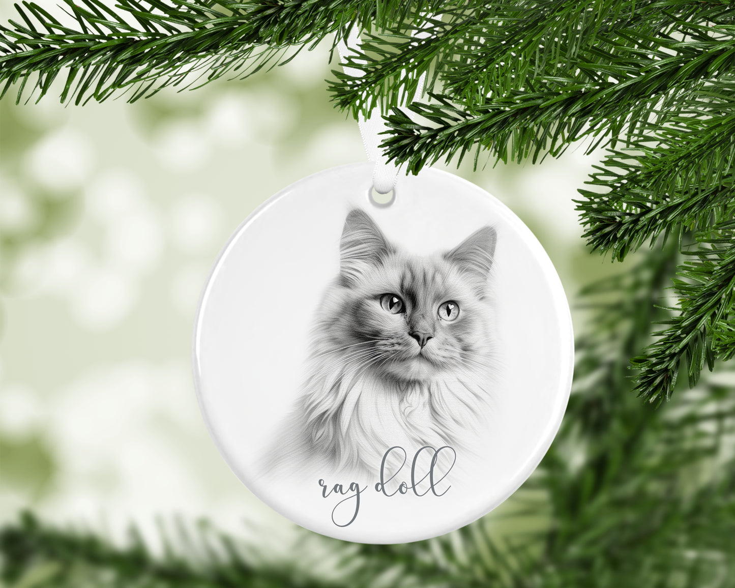 Personalised Rag Doll Cat Christmas bauble