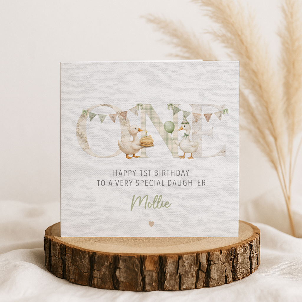 Personalised Silly Goose First Birthday Card