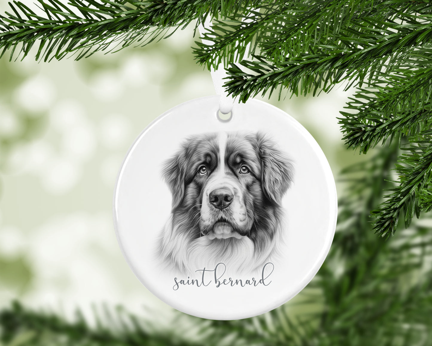 Personalised Saint Bernard Christmas bauble