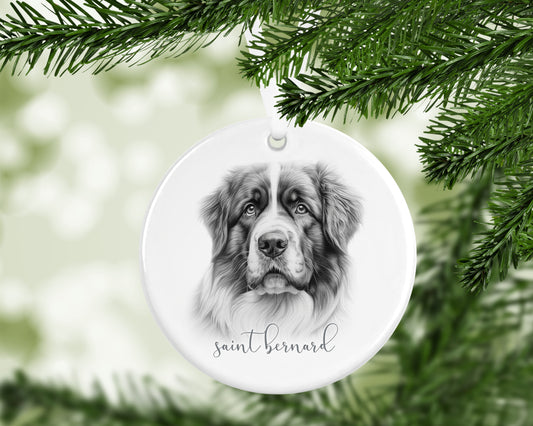 Personalised Saint Bernard Christmas bauble