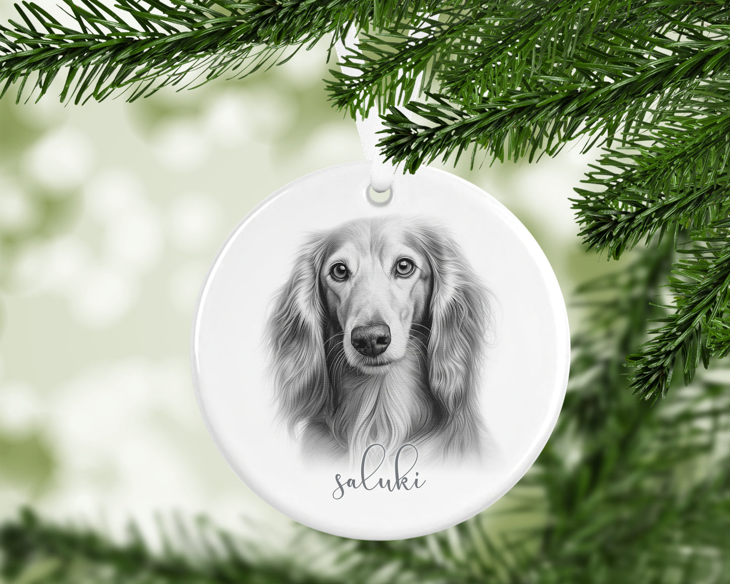 Personalised Saluki Christmas bauble