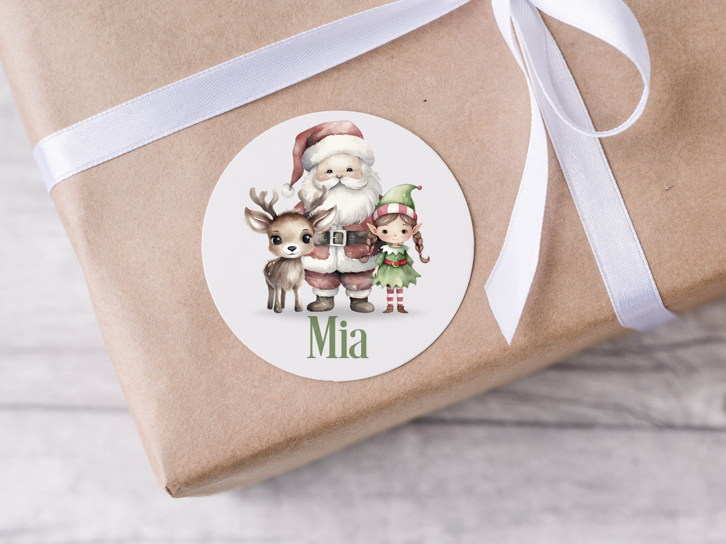 Personalised Santa Christmas stickers, Kids xmas, Santa elf gift tags, custom Christmas packaging, red Christmas Santa gift packaging labels